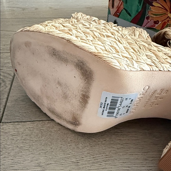 Farm Rio natural braided raffia platform shoes. - Picture 3 of 7